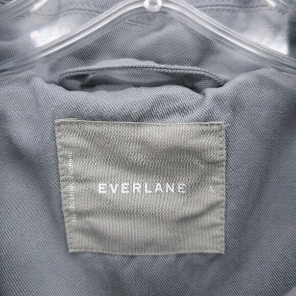 EVERLANE Gray Gathered Trench Coat Belted Size LARGE - Picture 5 of 7